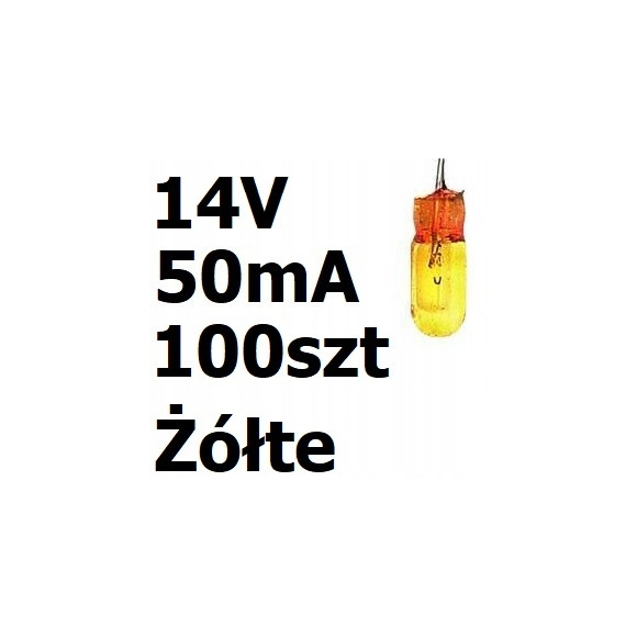 Żarówka miniaturowa żółta 3x7mm 14V 50mA 100szt
