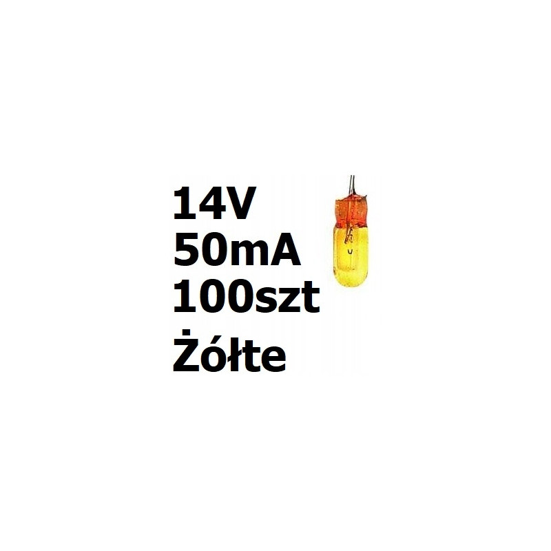 Żarówka miniaturowa żółta 3x7mm 14V 50mA 100szt
