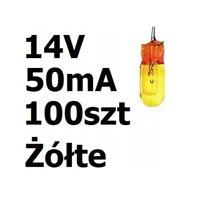 Żarówka miniaturowa żółta 3x7mm 14V 50mA 100szt