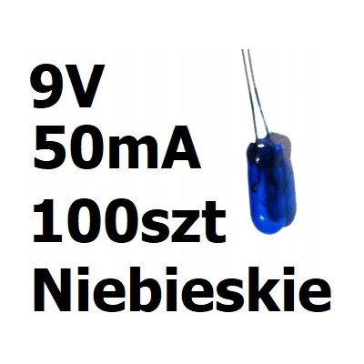 Żarówka miniaturowa niebieska 3x7mm 9V 50mA 100szt