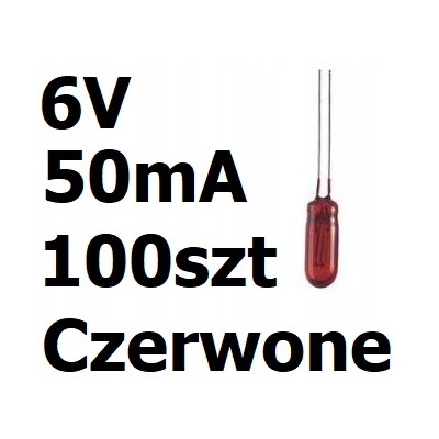 Żarówka miniaturowa czerwona 3x7mm 6V 50mA 100szt
