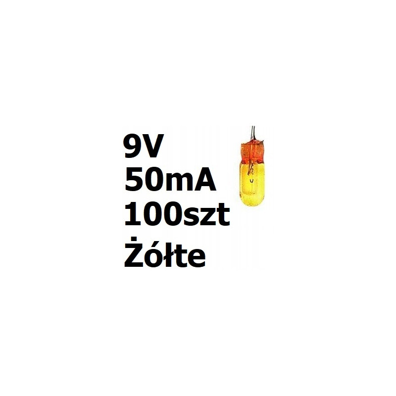 Żarówka miniaturowa żółta 3x7mm 9V 50mA 100szt