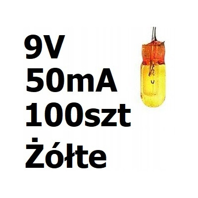 Żarówka miniaturowa żółta 3x7mm 9V 50mA 100szt