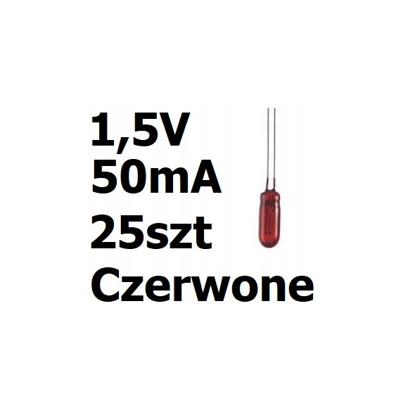 Żarówka miniaturowa czerwona 3x7mm 1,5V 50mA 25szt