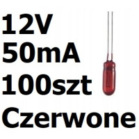 Żarówka miniaturowa czerwona 3x7mm 12V 50mA 100szt