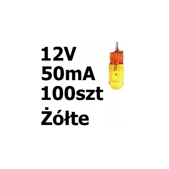 Żarówka miniaturowa żółta 3x7mm 12V 50mA 100szt