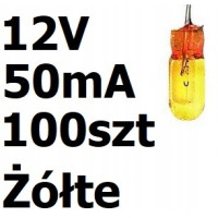 Żarówka miniaturowa żółta 3x7mm 12V 50mA 100szt