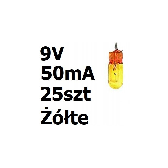 Żarówka miniaturowa żółta 3x7mm 9V 50mA 25szt