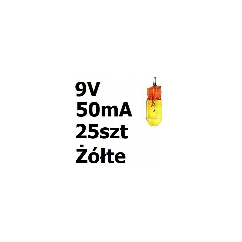 Żarówka miniaturowa żółta 3x7mm 9V 50mA 25szt