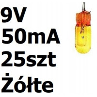 Żarówka miniaturowa żółta 3x7mm 9V 50mA 25szt