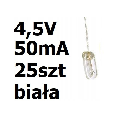 Żarówka miniaturowa biała 3x7mm 4,5V 50mA 25szt