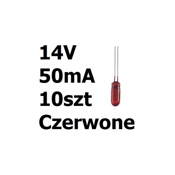 Żarówka miniaturowa czerwona 3x7mm 14V 50mA 10szt