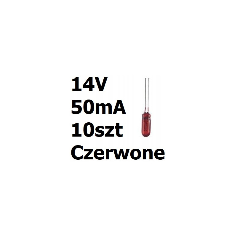 Żarówka miniaturowa czerwona 3x7mm 14V 50mA 10szt