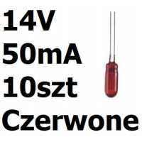 Żarówka miniaturowa czerwona 3x7mm 14V 50mA 10szt
