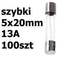 Bezpiecznik szklany rurkowy 5x20mm 13A 250V 100szt.