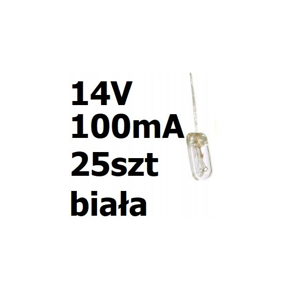 Żarówka miniaturowa biała 4x10mm 14V 100mA 25szt