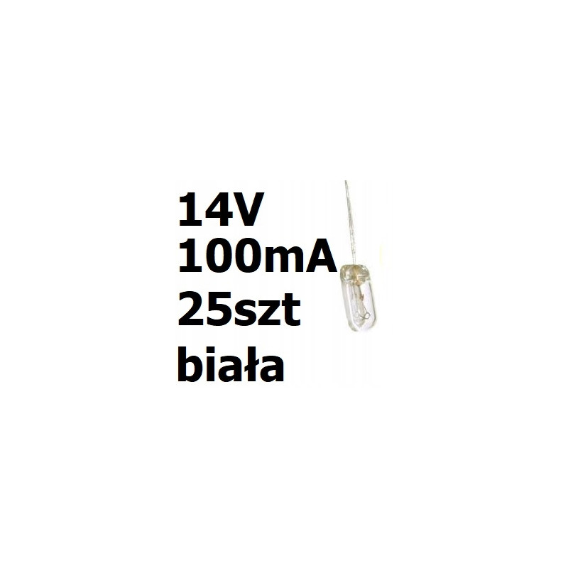 Żarówka miniaturowa biała 4x10mm 14V 100mA 25szt