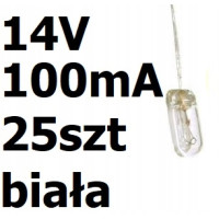 Żarówka miniaturowa biała 4x10mm 14V 100mA 25szt
