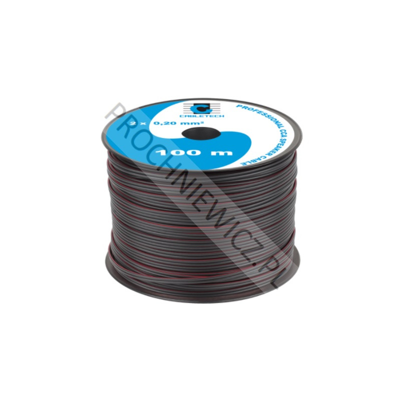 Kabel głośnikowy czarny CCA 2x0,2mm² 100m