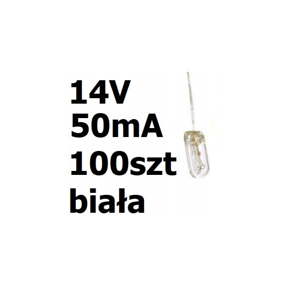 Żarówka miniaturowa biała 3x7mm 14V 50mA 100szt