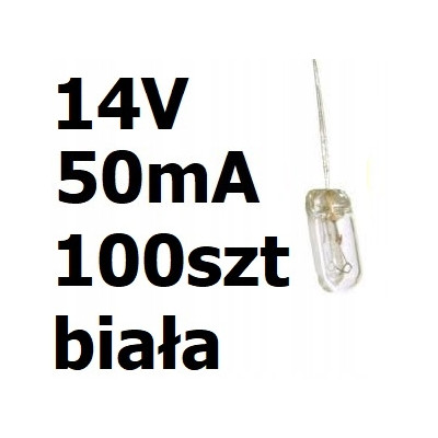 Żarówka miniaturowa biała 3x7mm 14V 50mA 100szt