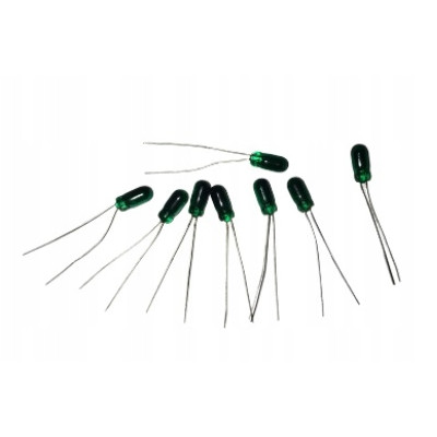 mini żarówka zielona z wąsami 14V 50mA 25szt