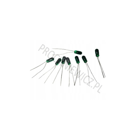 mini żarówka zielona z wąsami 9V 50mA 10szt