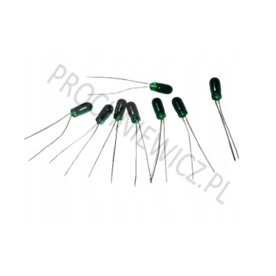 mini żarówka zielona z wąsami 9V 50mA 10szt