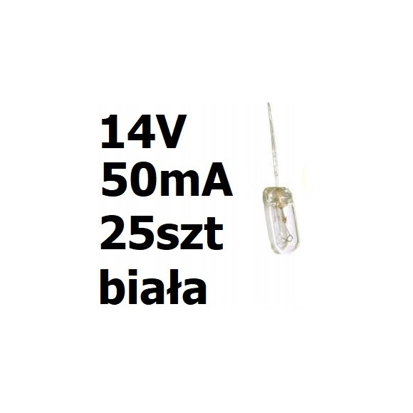 Żarówka miniaturowa biała 3x7mm 14V 50mA 25szt