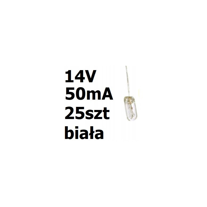 Żarówka miniaturowa biała 3x7mm 14V 50mA 25szt