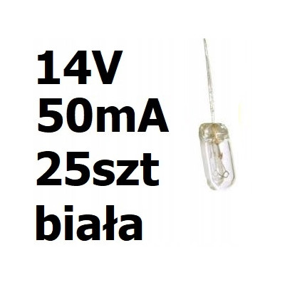 Żarówka miniaturowa biała 3x7mm 14V 50mA 25szt