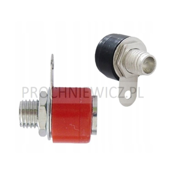 Gniazdo bananowe montażowe plastikowe 4szt (2x czarne, 2x czerwone)