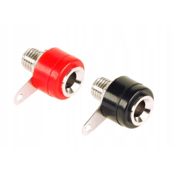 Gniazdo bananowe montażowe plastikowe 4szt (2x czarne, 2x czerwone)