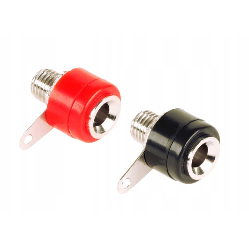 Gniazdo bananowe montażowe plastikowe 4szt (2x czarne, 2x czerwone)