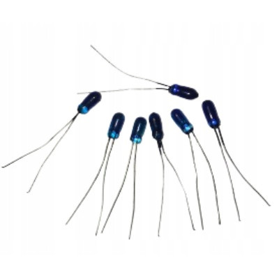 mini żarówka niebieska z wąsami 14V 50mA 25szt