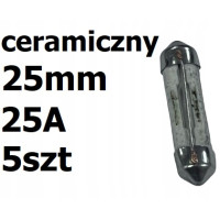 Bezpiecznik samochodowy ceramiczny 25mm Wb-s 25A 5szt