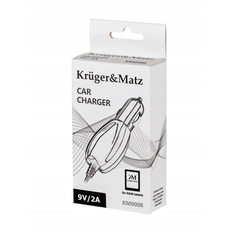 Ładowarka samochodowa do zapalniczki 9V/2A z wtyczką 2,5x0,7x10mm