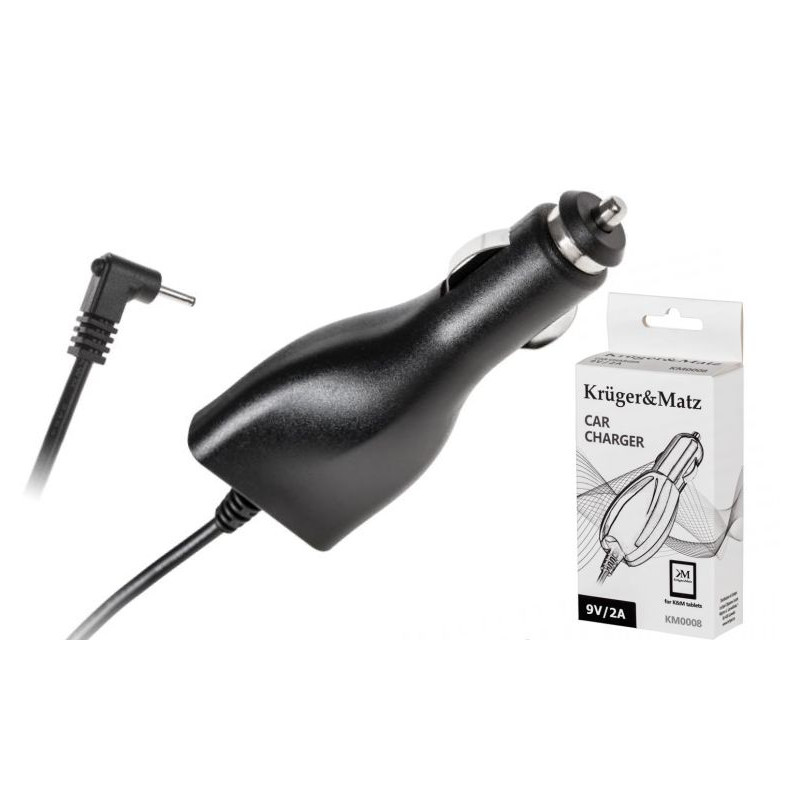 Ładowarka samochodowa do zapalniczki 9V/2A z wtyczką 2,5x0,7x10mm