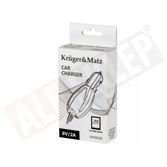 Ładowarka samochodowa do zapalniczki 9V/2A z wtyczką 2,5x0,7x10mm