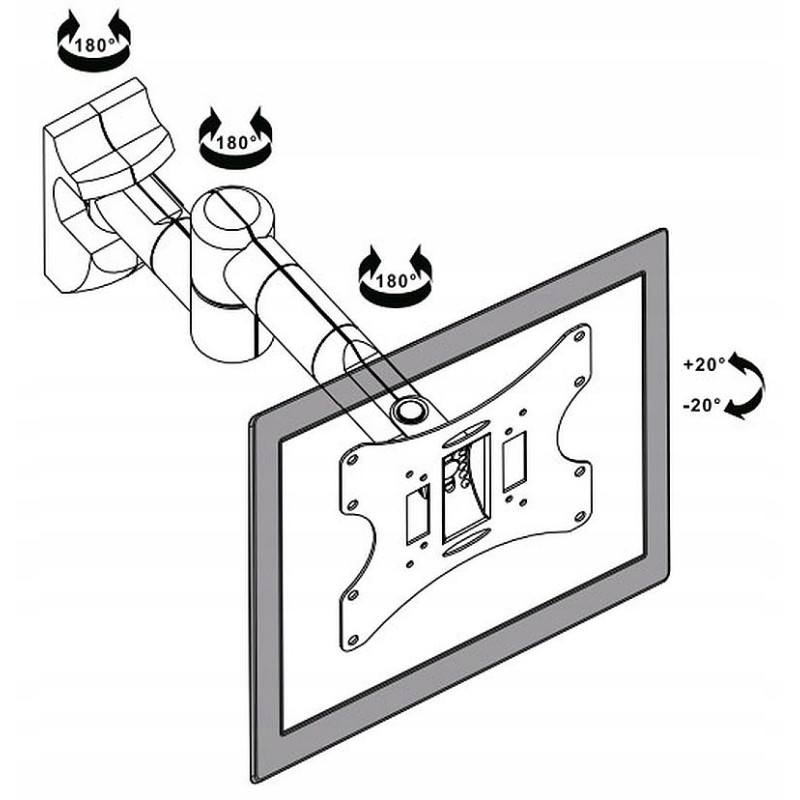 Uchwyt TV do ściany 13" - 42" czarny