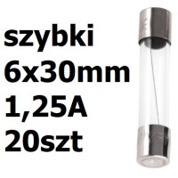 Bezpiecznik szklany rurkowy 6x30mm 1,25A 250V 20szt.