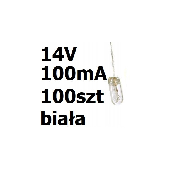 Żarówka miniaturowa biała 4x10mm 14V 100mA 100szt