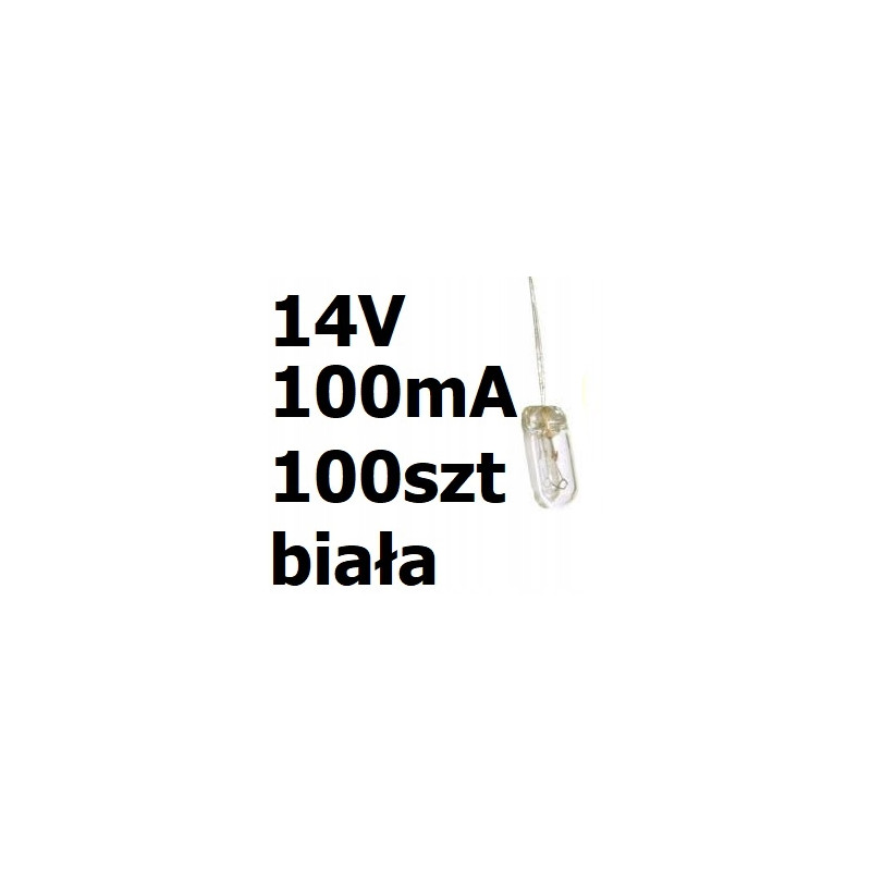 Żarówka miniaturowa biała 4x10mm 14V 100mA 100szt