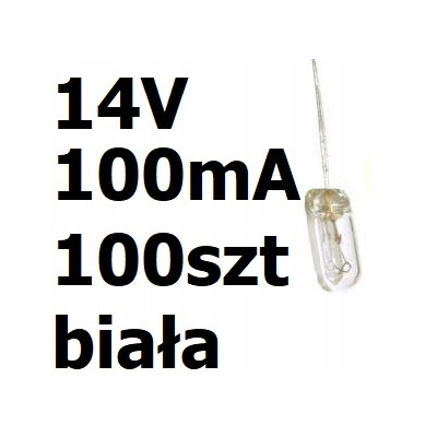 Żarówka miniaturowa biała 4x10mm 14V 100mA 100szt