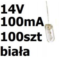 Żarówka miniaturowa biała 4x10mm 14V 100mA 100szt