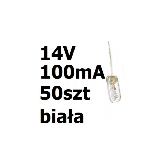 Żarówka miniaturowa biała 4x10mm 14V 100mA 50szt