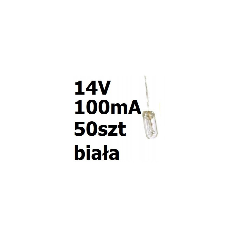 Żarówka miniaturowa biała 4x10mm 14V 100mA 50szt
