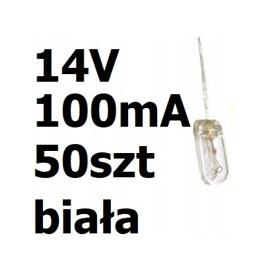 Żarówka miniaturowa biała 4x10mm 14V 100mA 50szt