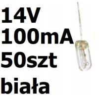 Żarówka miniaturowa biała 4x10mm 14V 100mA 50szt