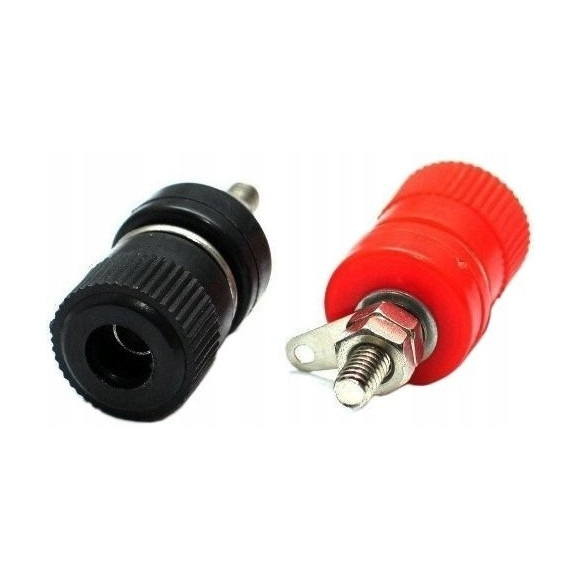 Gniazdo bananowe plastikowe duże 50szt (25x czarne, 25x czerwone)